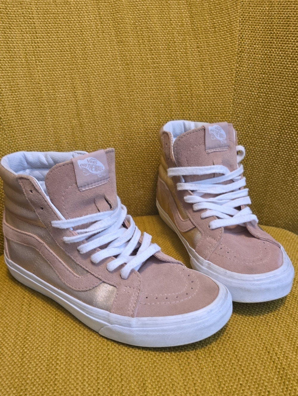 Vans Pink Suede High-Top Sneakers with White Laces 7
